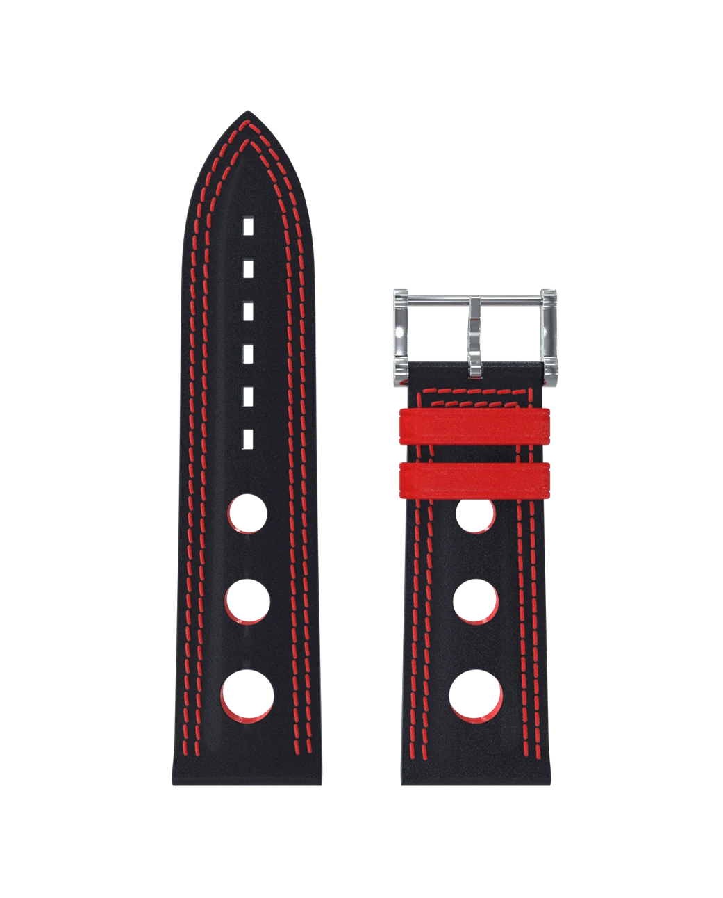 Bracelet De Montre Sport Noir, Avec Coutures Rouges – Réglable De 18 à 24 Cm – Marque RVC, Neuf étiqueté