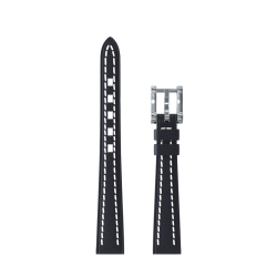 Bracelet cuir noir simple couture blanche