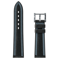 Bracelet alcantara® noir, double couture bleu ciel