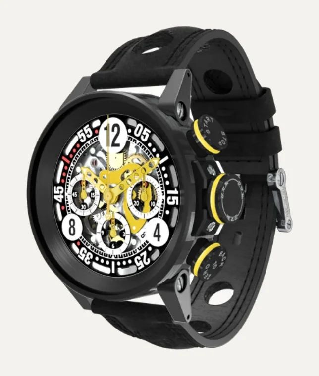 Chronographe V12-44 Damier Squelette, boîtier PVD noir