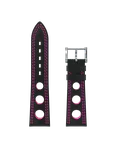 Black Hypalon strap with holes, fuchsia double stitching