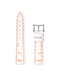 화이트 하이팔론 스트랩, 천공 디자인, 오렌지 더블 스티칭
