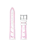 Bracelet hypalon blanc à trous double couture fuchsia
