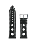 블랙 Hypalon 펀칭 스트랩, 화이트 더블 스티치