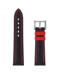 블랙 레더 스트랩 레드 더블 스티칭