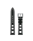 Black Hypalon strap with holes, white double stitching