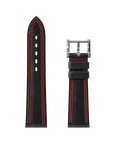 Bracelet alcantara® noir, double couture rouge