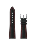Bracelet Alcantara® noir, double couture rouge