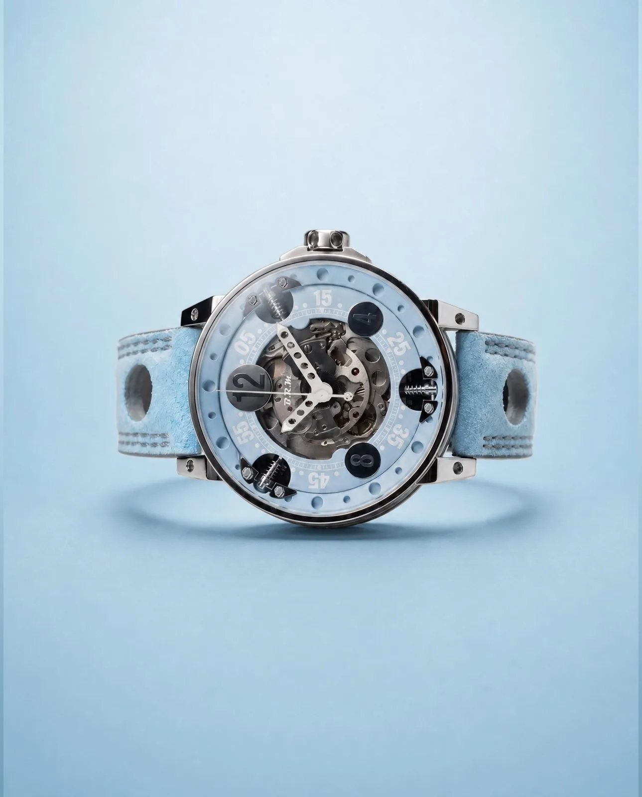 V6-44-SA Light Blue Seitenansicht, Armband gewickelt